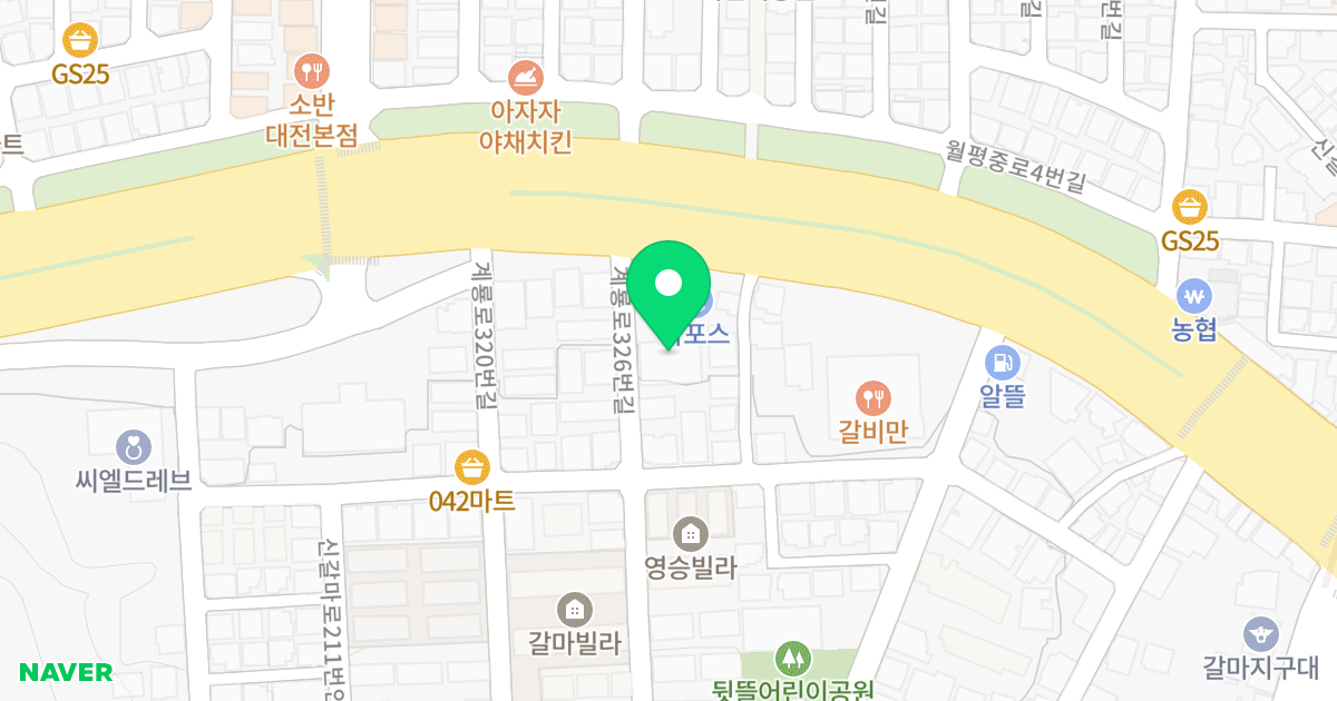 토브스토리 위치 지도 - 대전광역시 서구 계룡로326번길 9