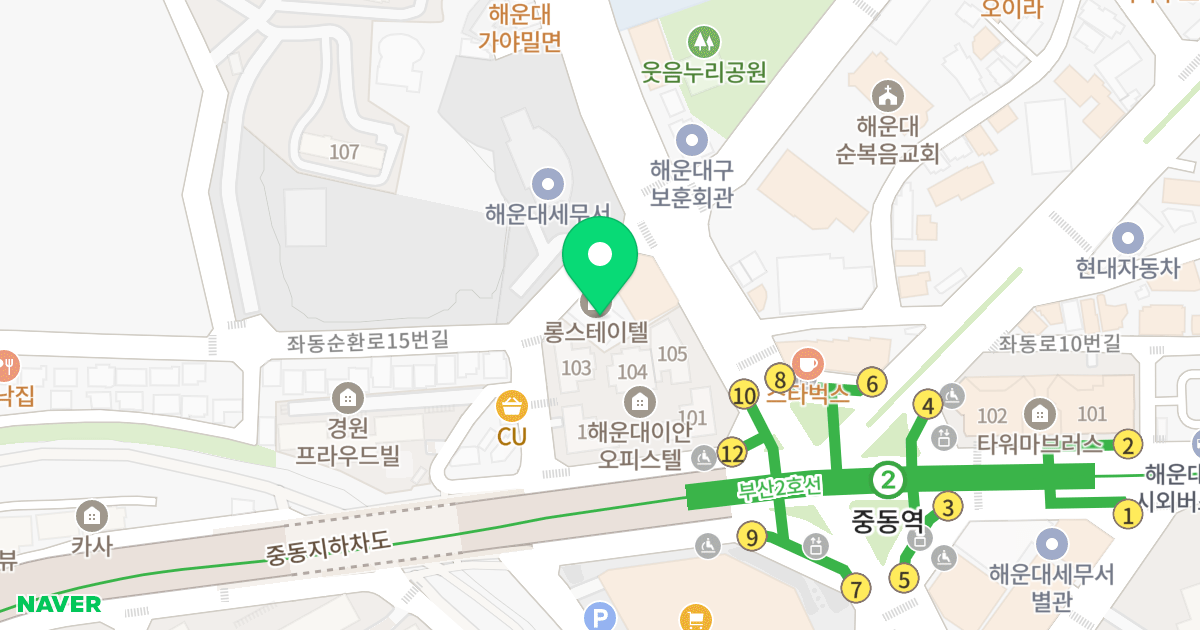 롱스테이텔 위치 지도 - 부산광역시 해운대구