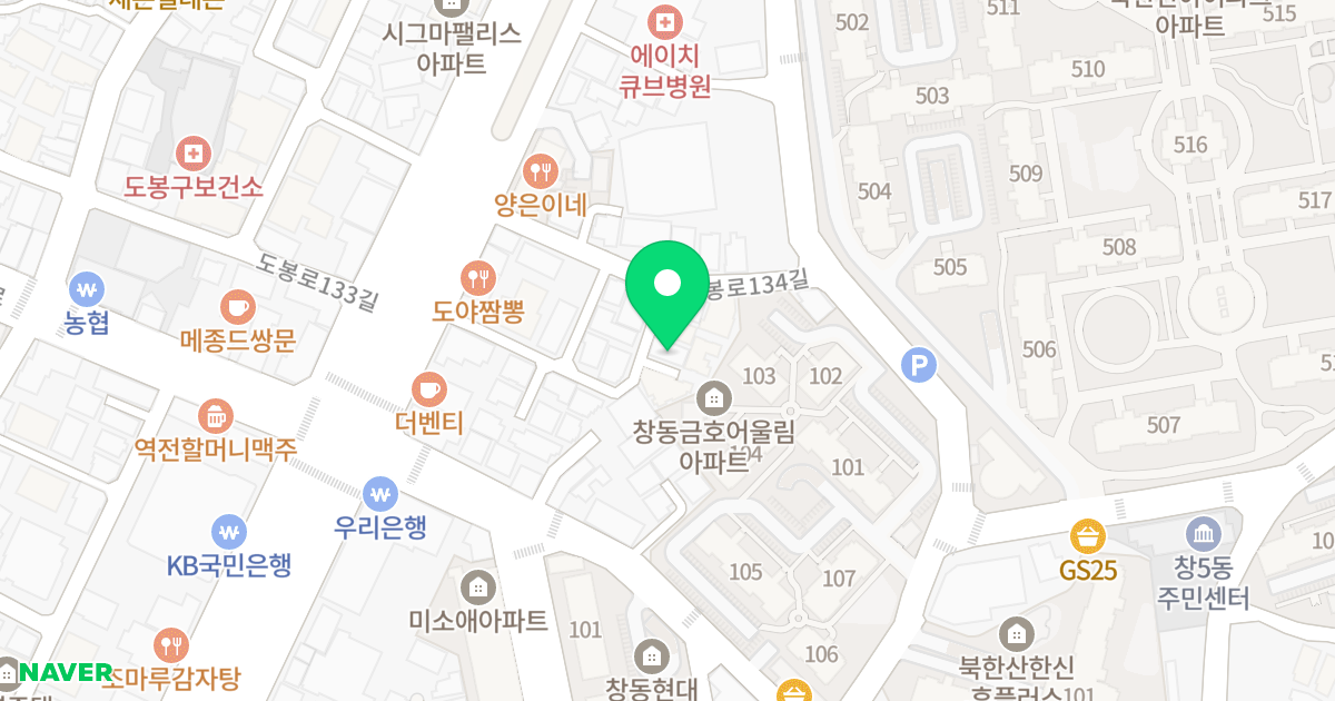 엘리시안 위치 지도 - 서울특별시 도봉구 도봉로134길 16-5