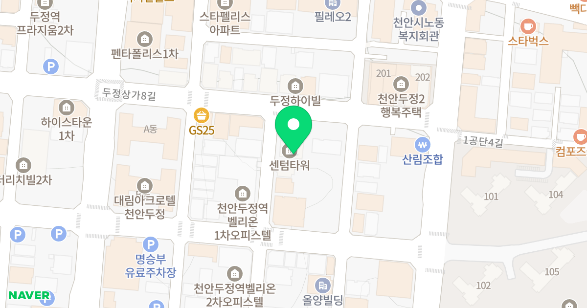 센텀타워 위치 지도 - 충청남도 천안시 서북구 두정상가5길 22