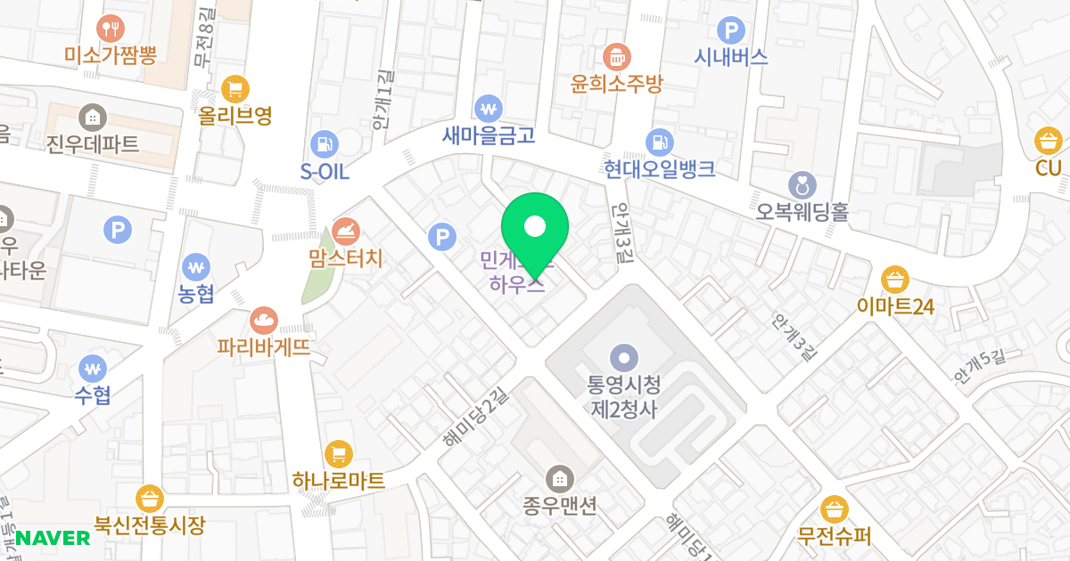 진양빌라텔 위치 지도 - 경상남도 통영시 안개로 14-18
