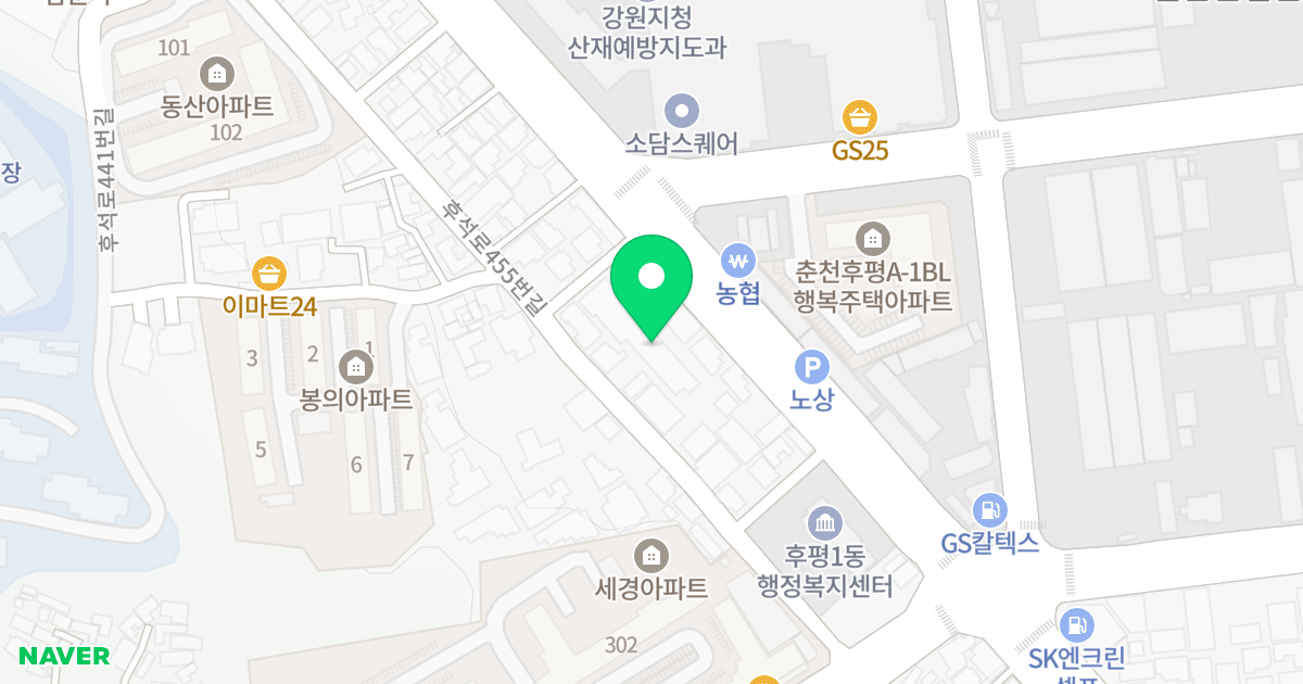 (714-17) 위치 지도 - 강원특별자치도 춘천시 후석로455번길 43-4