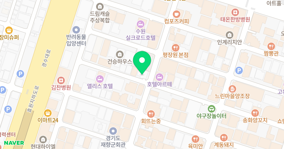 시그니처원 위치 지도 - 경기도 수원시 팔달구 인계로108번길 38