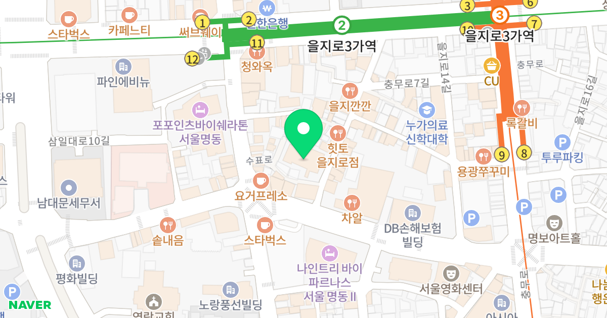 제이매크로 타워 위치 지도 - 서울특별시 중구 을지로12길 28
