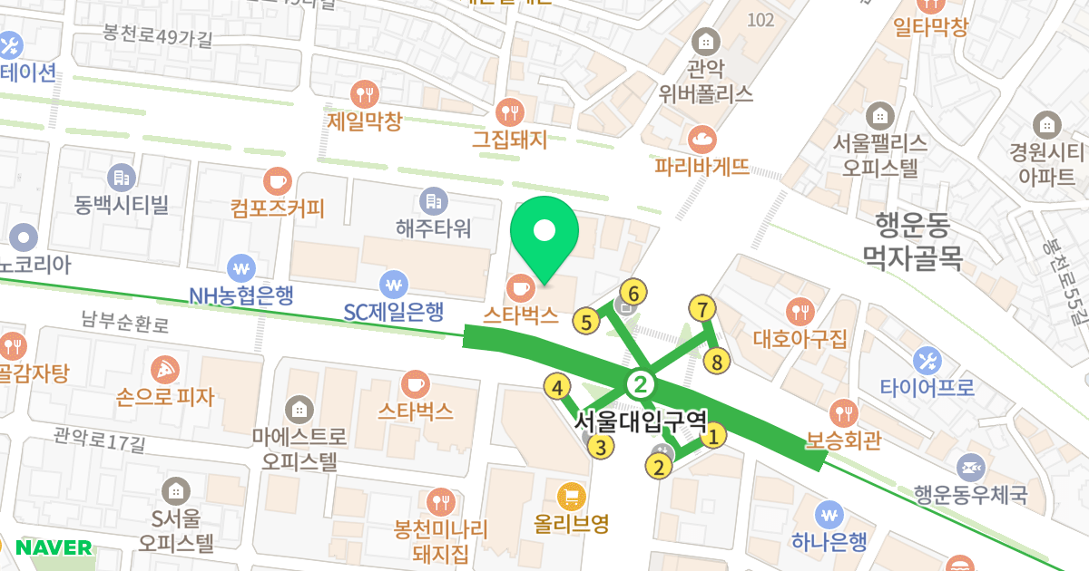Q타워 위치 지도 - 서울특별시 관악구 남부순환로 1817
