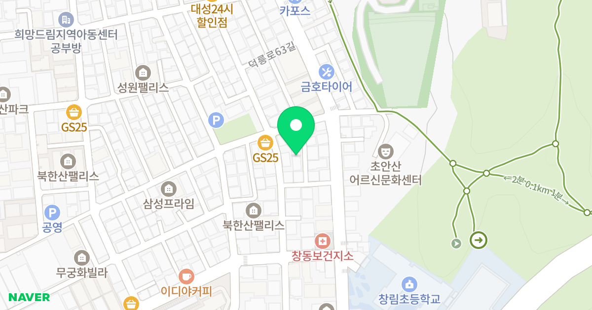 현대빌리움A 위치 지도 - 서울특별시 도봉구 덕릉로63길 61-26