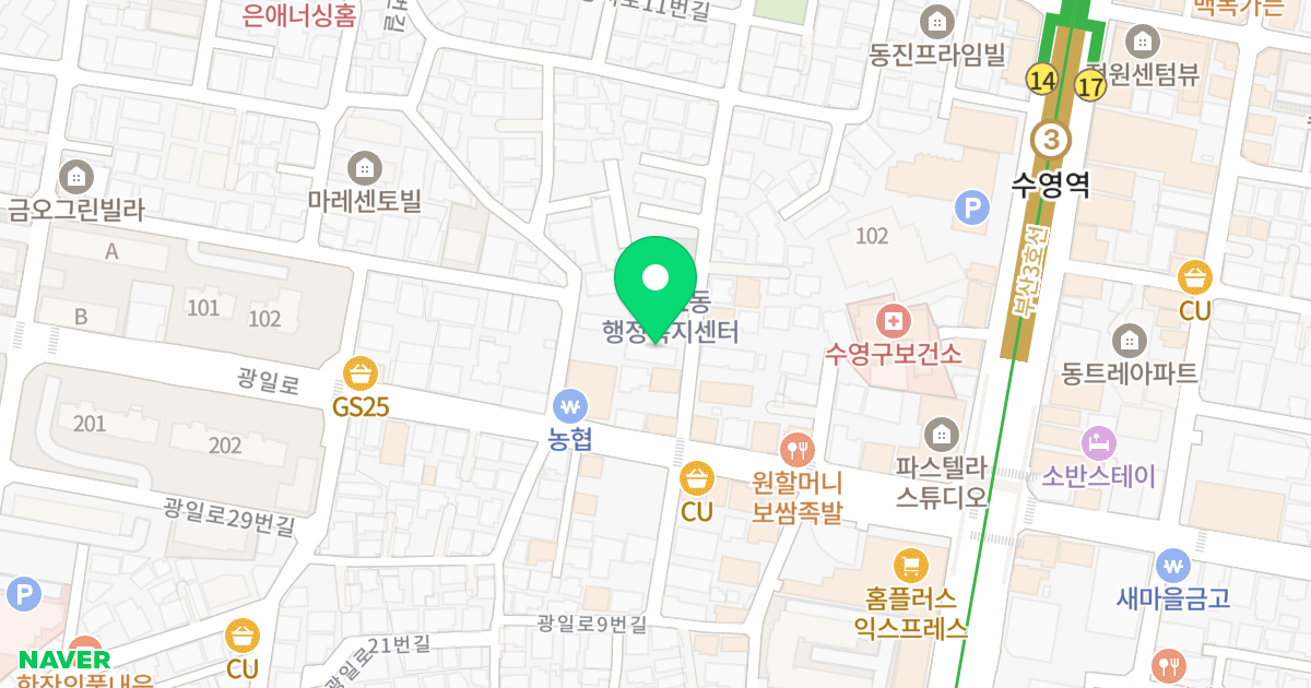 세광팰리스 위치 지도 - 부산광역시 수영구 광일로14번길 9