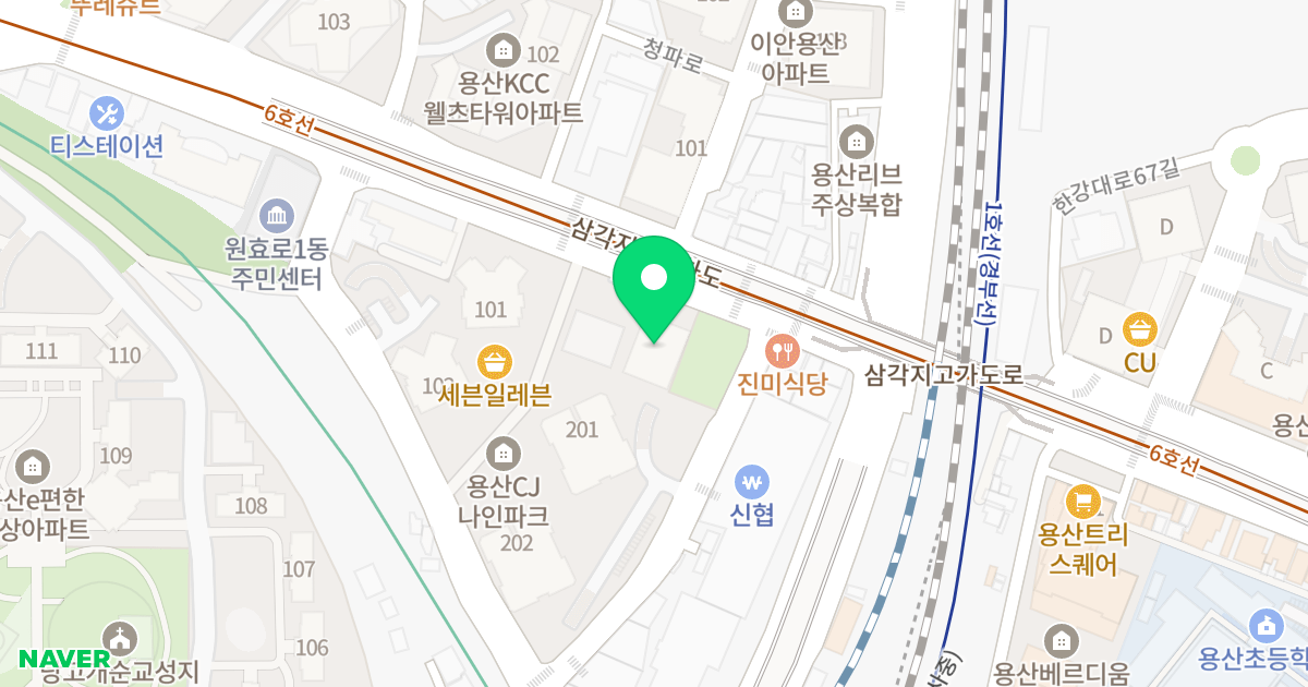 프라임펠리스 위치 지도 - 서울특별시 용산구 백범로90길 38