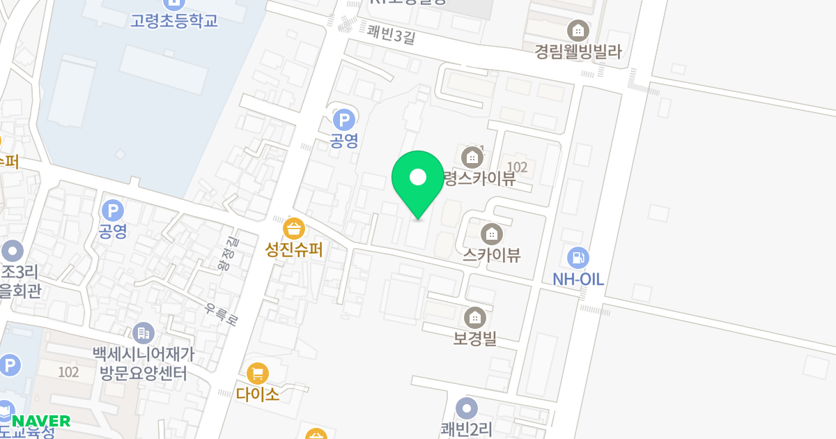 고령 쾌빈 더 포레 위치 지도 - 경상북도 고령군 대가야읍 쾌빈2길 12