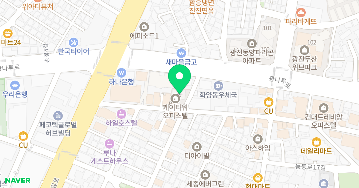 케이타워 오피스텔 A 위치 지도 - 서울특별시 광진구 광나루로14길 8