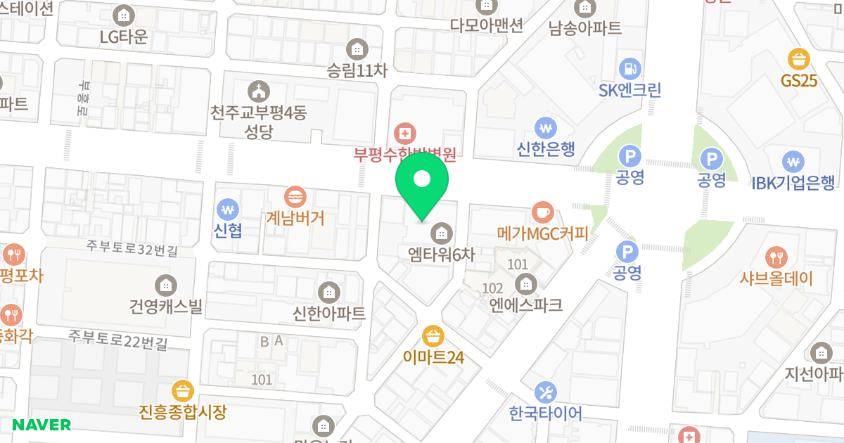 M타워 SIX 위치 지도 - 인천광역시 부평구 부흥로334번길 4