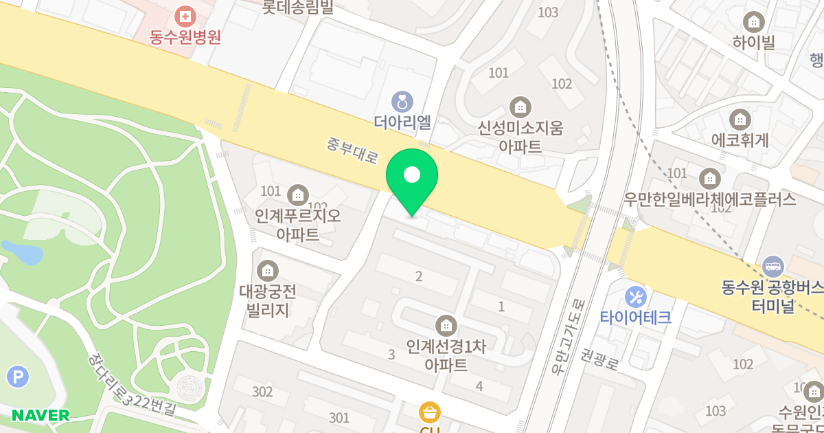 SA오피스텔 위치 지도 - 경기도 수원시 팔달구 중부대로 186