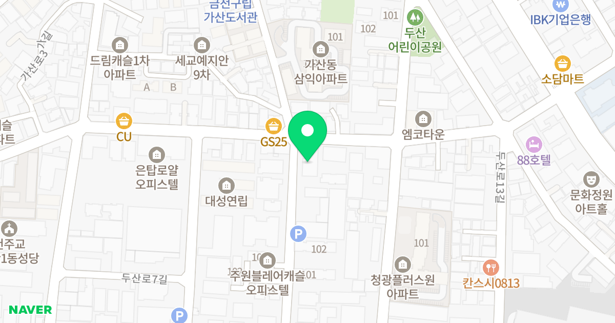 세교예지안8차 위치 지도 - 서울특별시 금천구 가산로3길 45