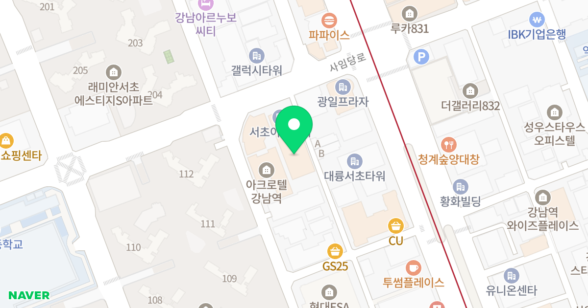 이즈타워 위치 지도 - 서울특별시 서초구 사임당로 178