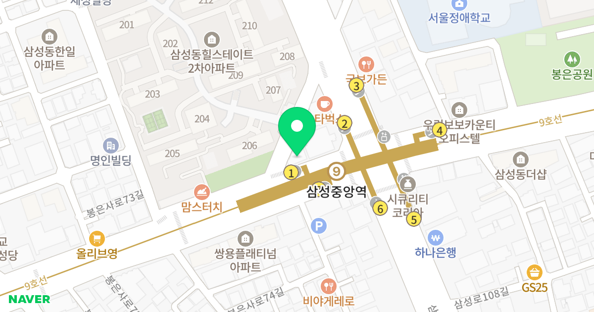 현대썬앤빌강남 위치 지도 - 서울특별시 강남구 봉은사로 477
