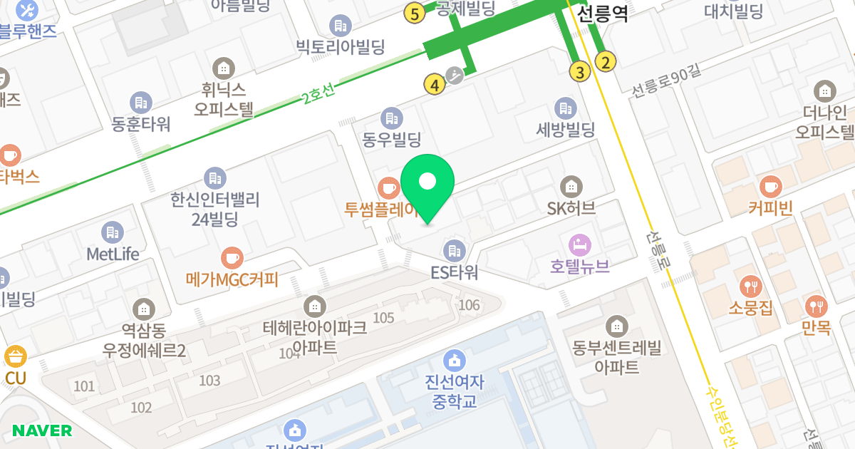 금천빌딩 위치 지도 - 서울특별시 강남구 테헤란로52길 15