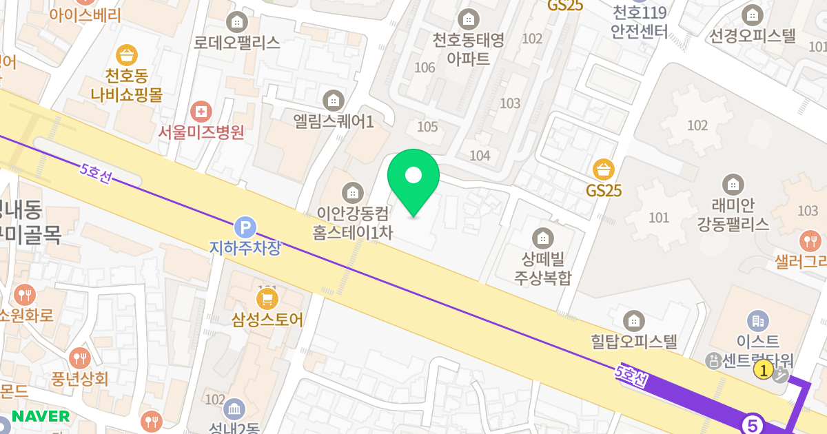 오피스텔 트레벨 위치 지도 - 서울특별시 강동구 천호대로 1057