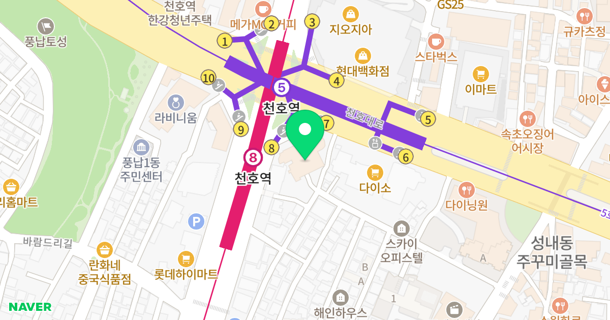 브라운스톤천호 위치 지도 - 서울특별시 강동구 천호대로 1006