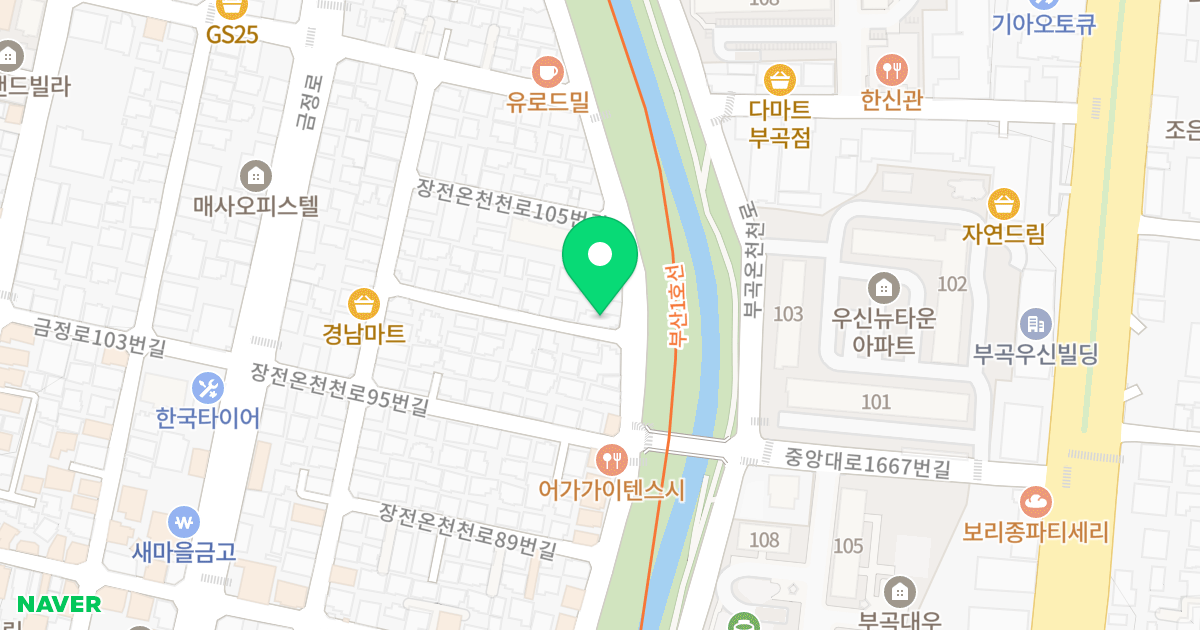 상우빌-B 위치 지도 - 부산광역시 금정구 장전온천천로 101