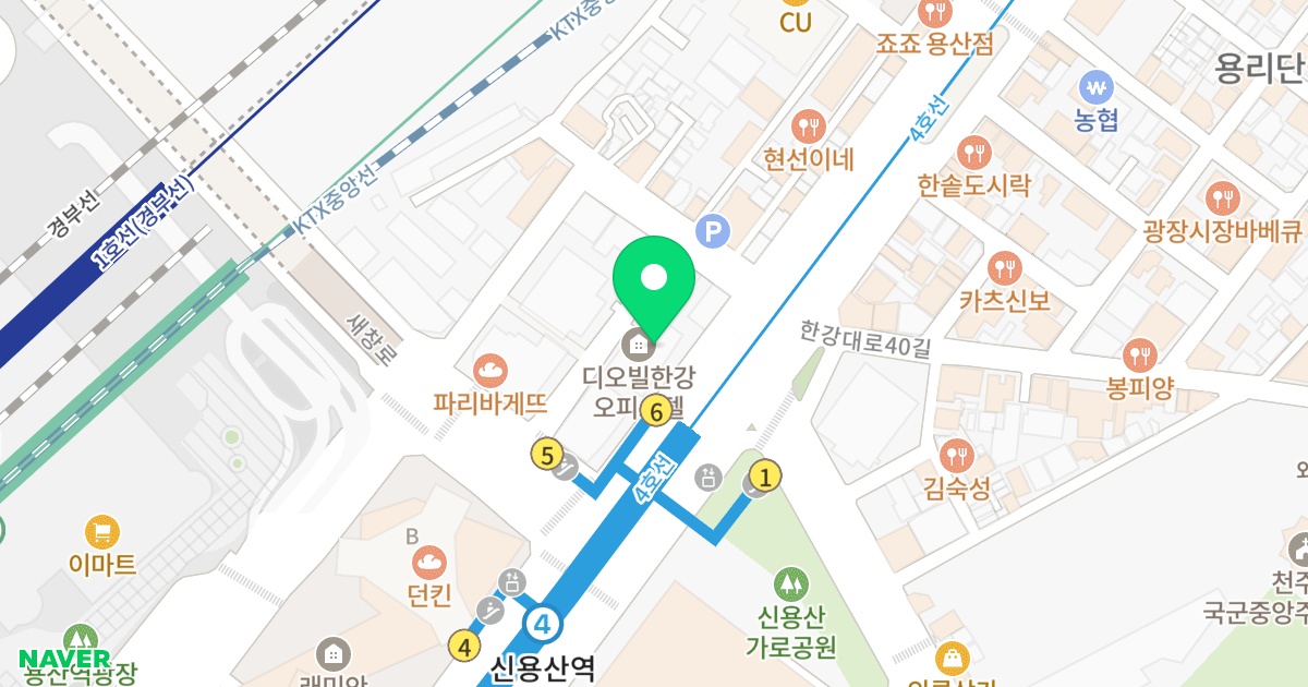 대우디오빌한강로오피스텔 위치 지도 - 서울특별시 용산구 한강대로 115