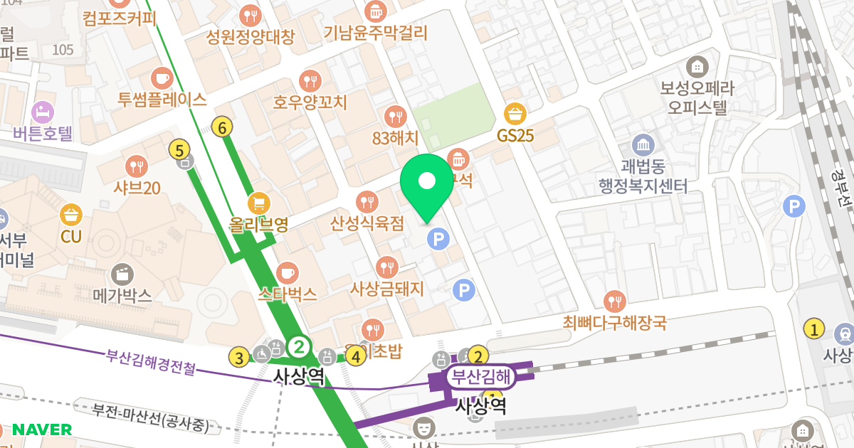 네오리더스 사상 위치 지도 - 부산광역시 사상구 광장로87번길 17