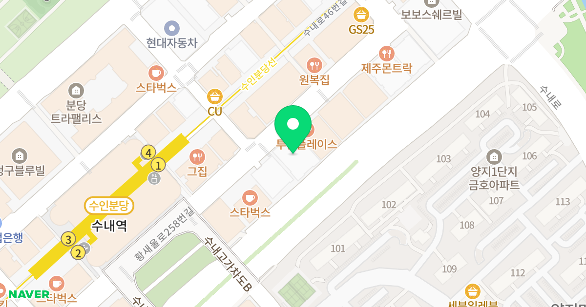 오피스텔 트레벨 위치 지도 - 경기도 성남시 분당구 황새울로258번길 35