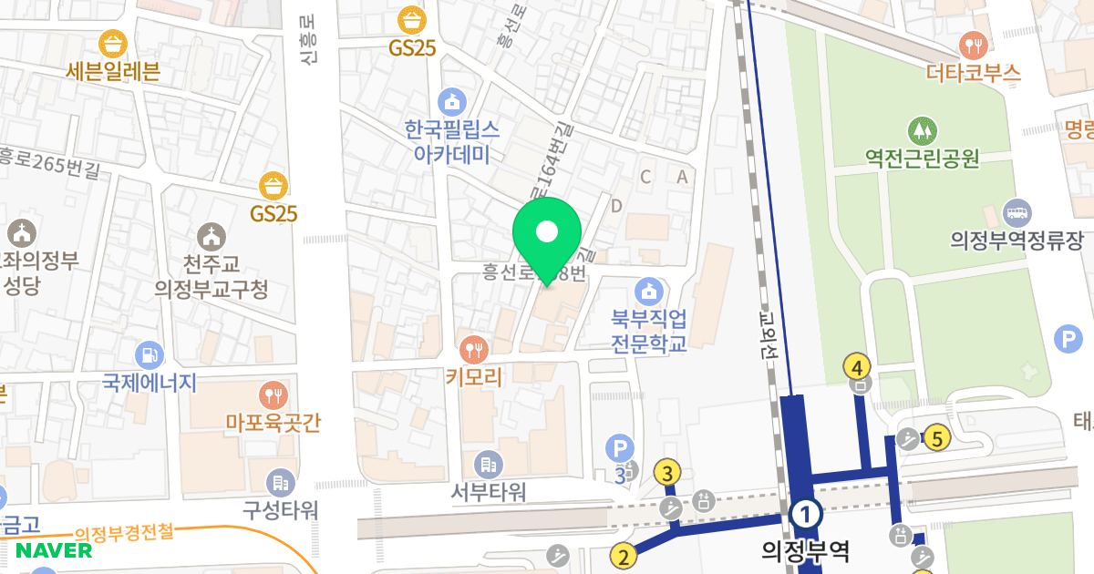 알베로하우스 위치 지도 - 경기도 의정부시 흥선로168번길 43