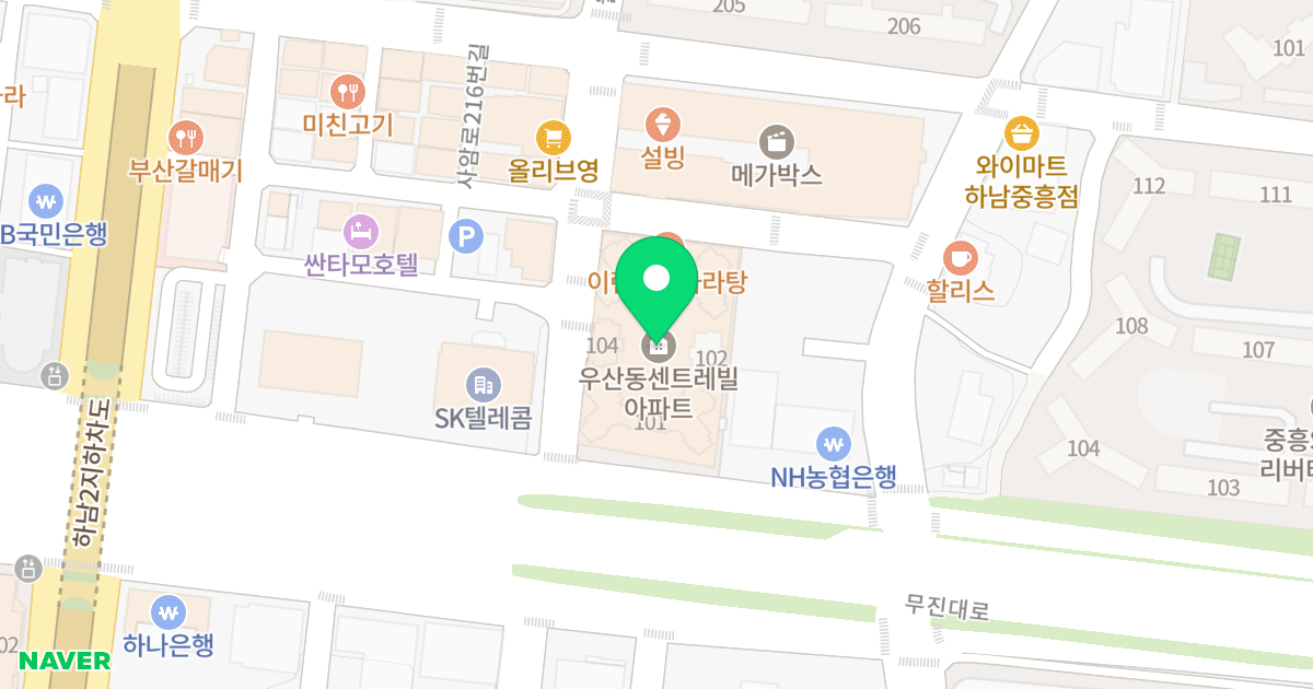 우산동 동부센트레빌 위치 지도 - 광주광역시 광산구