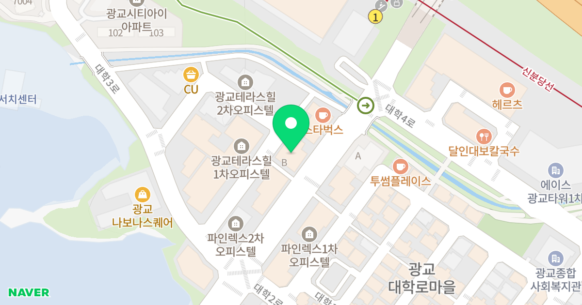 광교에코푸르지오시티 B동 위치 지도 - 경기도 수원시 영통구 대학로 43