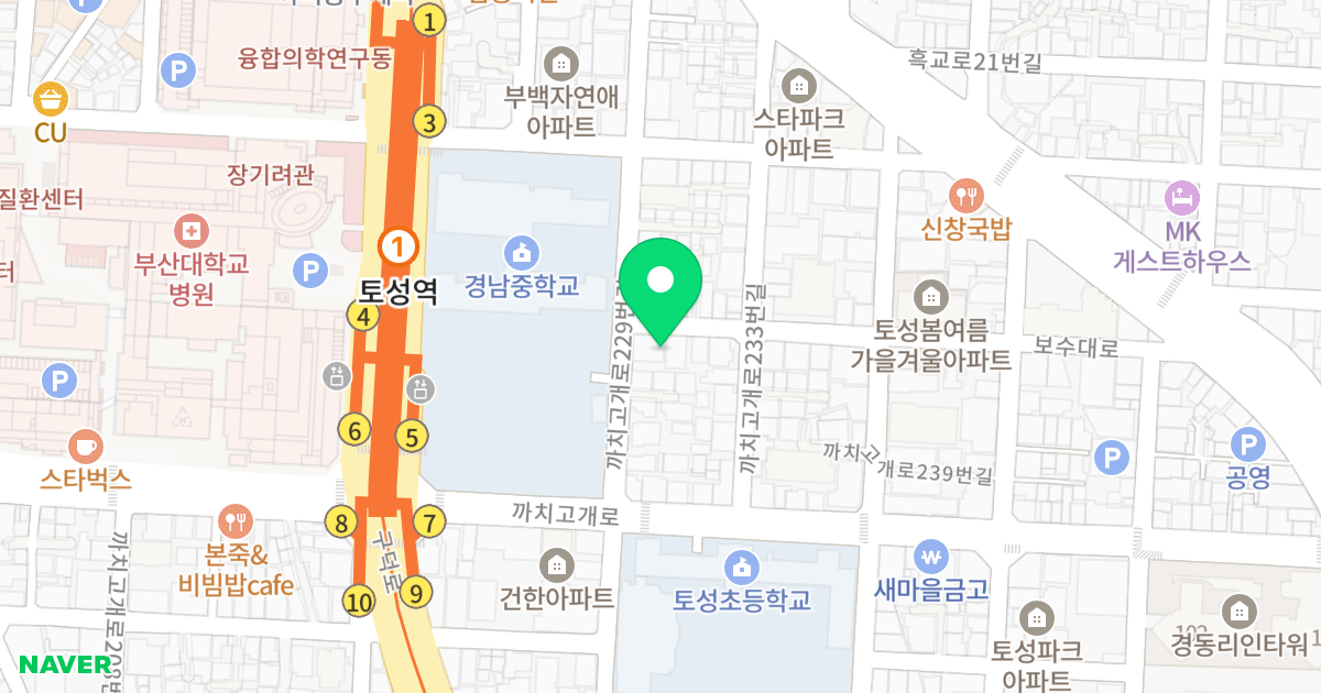 아델하우스2 위치 지도 - 부산광역시 서구 까치고개로229번길 16