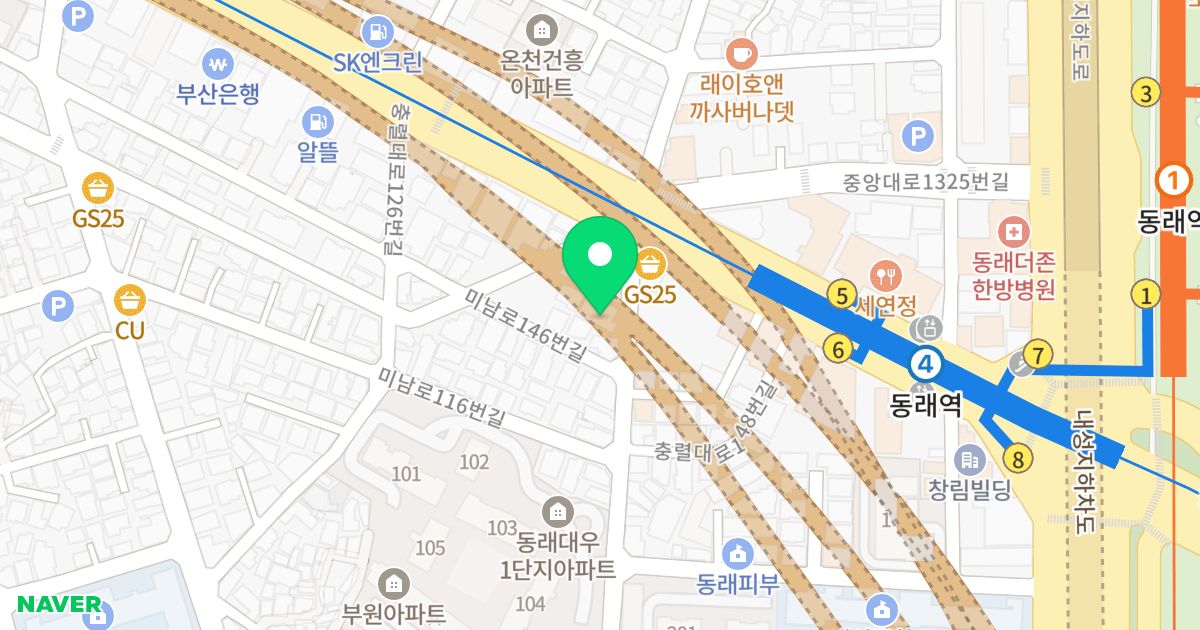 휴플러스 위치 지도 - 부산광역시 동래구 충렬대로140번길 10