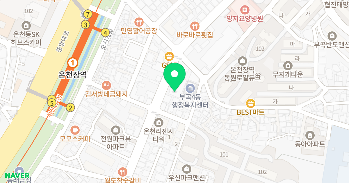 애플타워 위치 지도 - 부산광역시 금정구 부곡로 36
