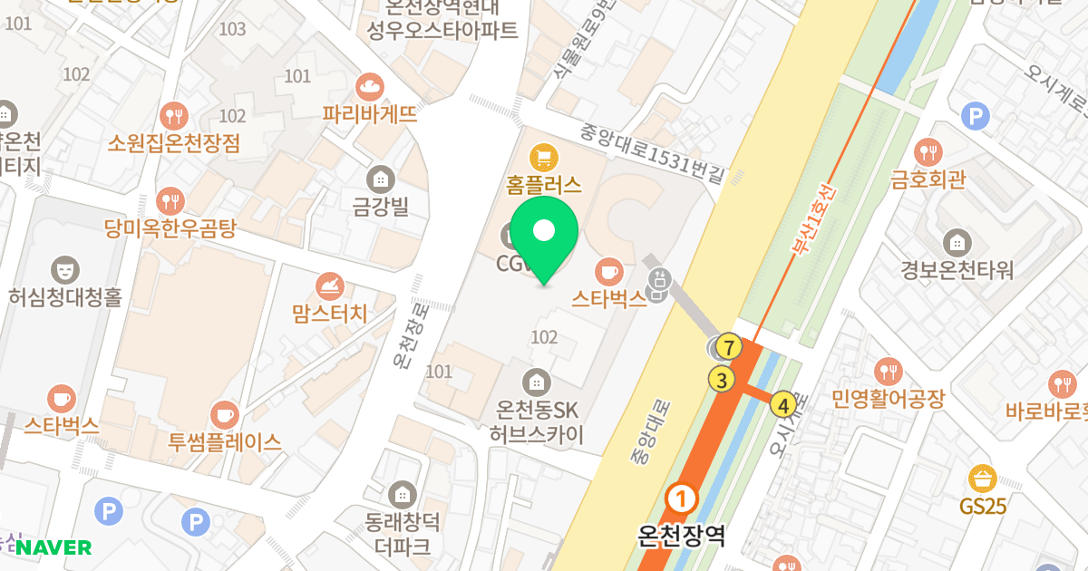 SK HUBSKY 위치 지도 - 부산광역시 동래구 중앙대로 1523