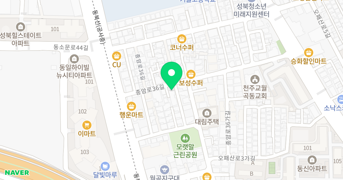명남더블레스 위치 지도 - 서울특별시 성북구 종암로36길 16