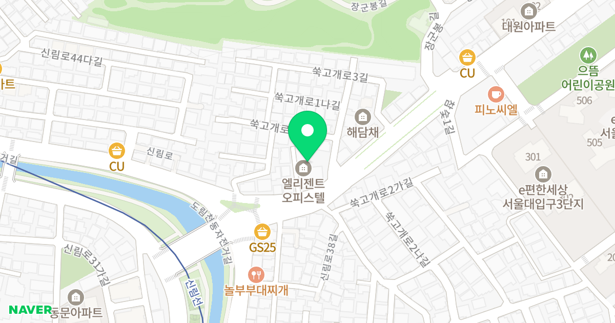 엘리젠트오피스텔 위치 지도 - 서울특별시 관악구 쑥고개로 9
