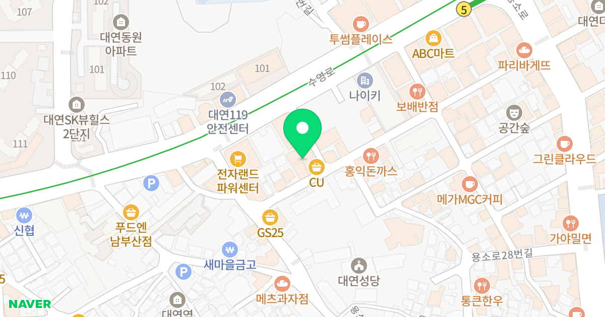 금양타임월드오피스텔 위치 지도 - 부산광역시 남구 용소로8번길 48