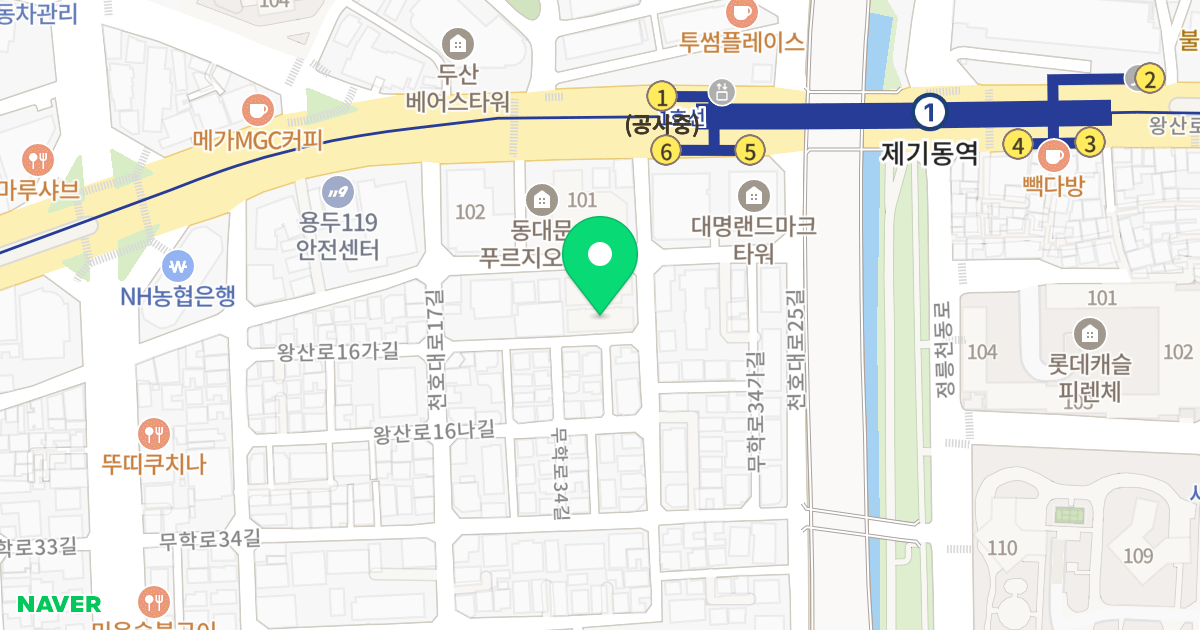 가우디캐슬 위치 지도 - 서울특별시 동대문구 왕산로22길 16