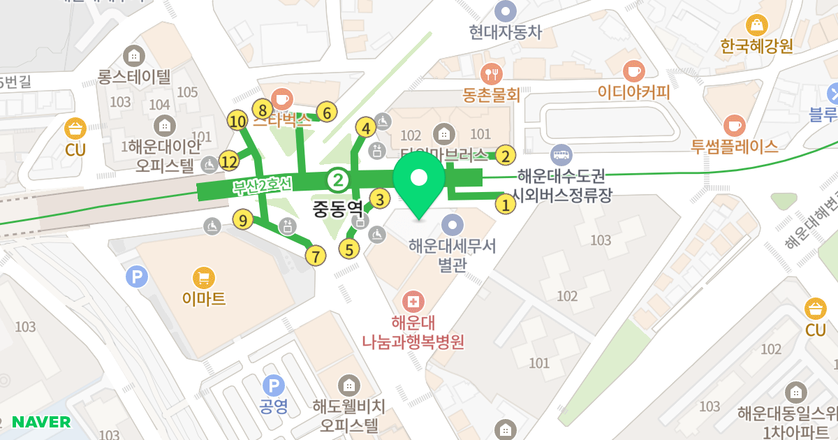 해운대 SH TOWER 위치 지도 - 부산광역시 해운대구 해운대로 724