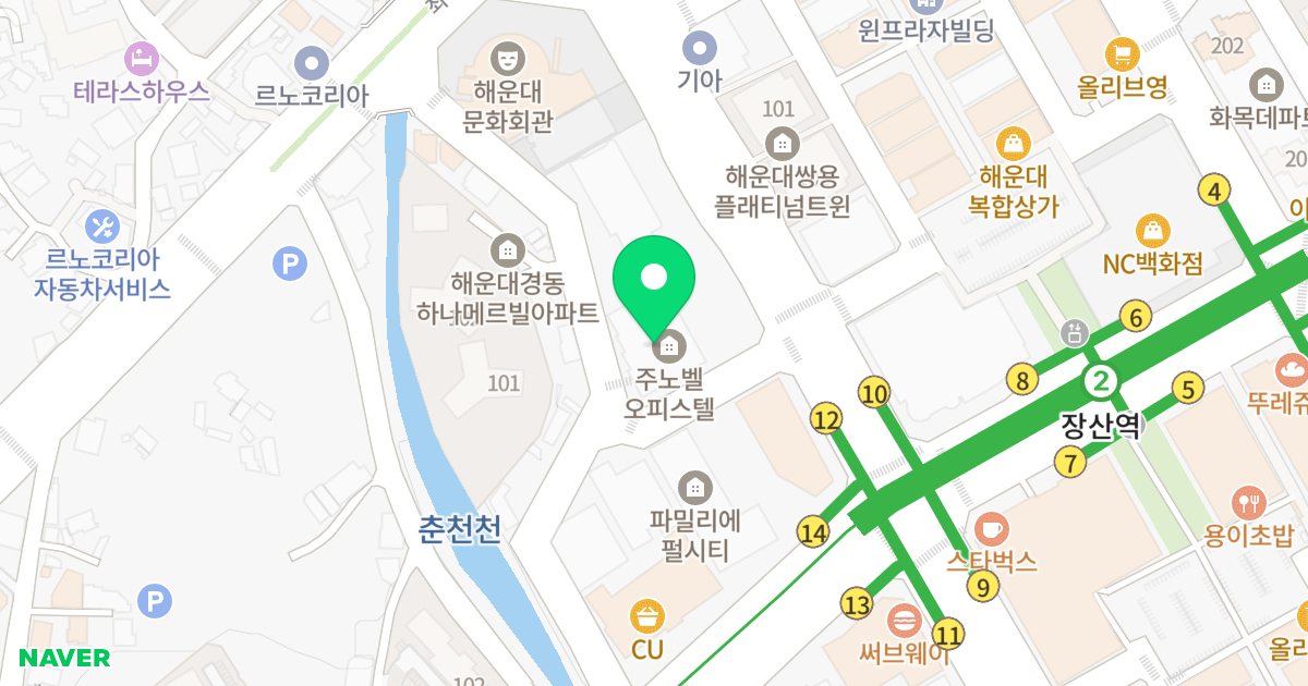 쥬노벨 오피스텔 위치 지도 - 부산광역시 해운대구 해운대로781번길 20