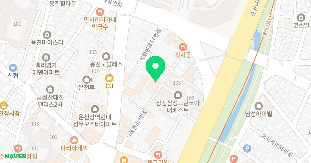 금정라움 오피스텔 위치 지도 - 부산광역시 금정구 식물원로9번길 20