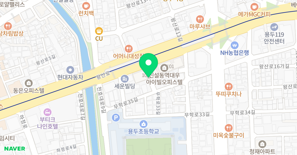 신설동역대우아이빌 위치 지도 - 서울특별시 동대문구 왕산로 52