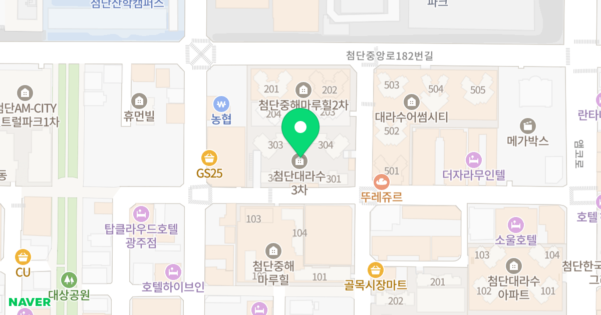 첨단 대라수 3차 주상복합 위치 지도 - 광주광역시 광산구 임방울대로825번길 22-77