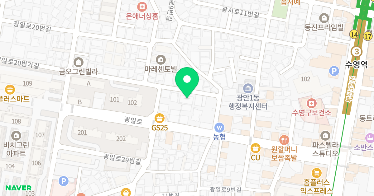 태백그린하우스 위치 지도 - 부산광역시 수영구 광일로20번가길 11