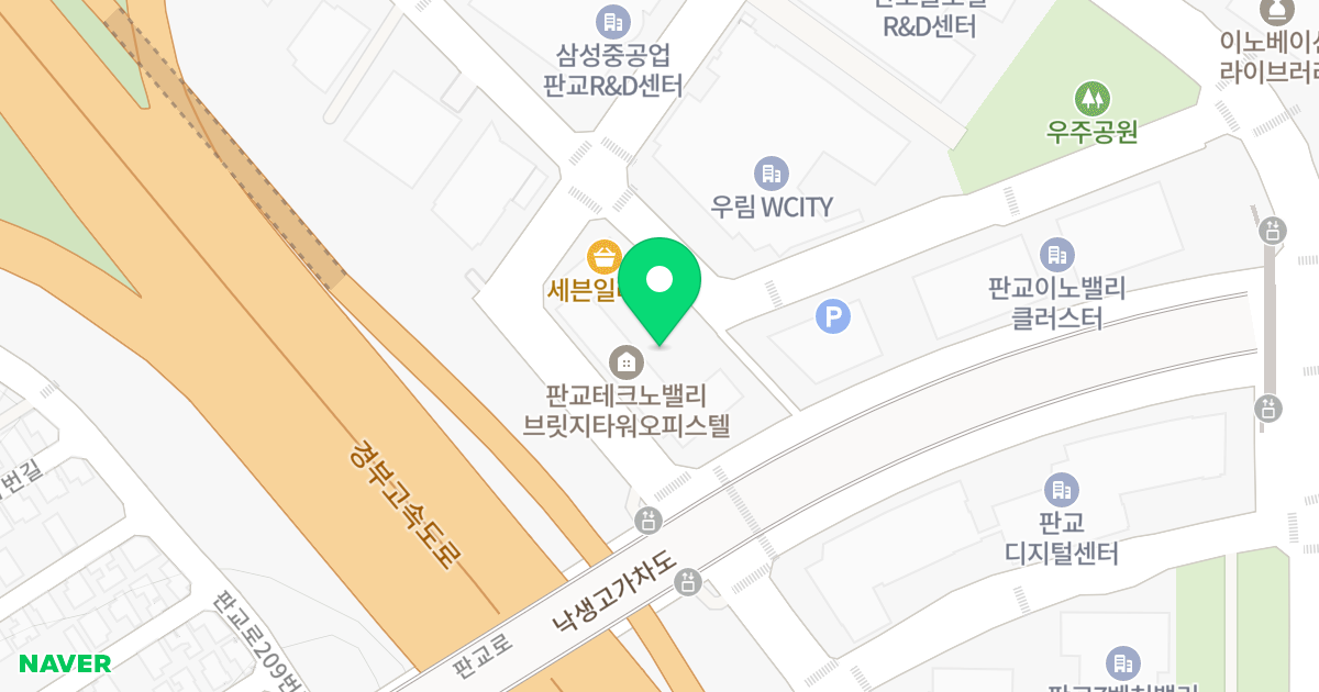 판교 테크노밸리 브릿지타워 위치 지도 - 경기도 성남시 분당구 판교로227번길 6