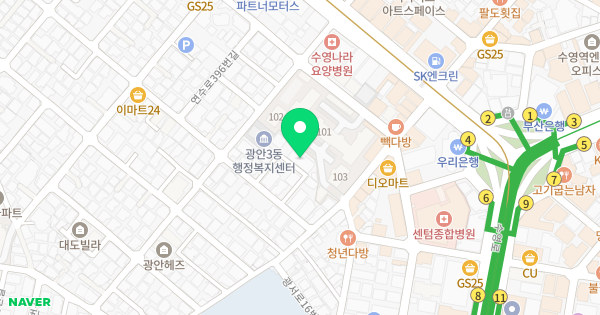 센텀큐브빌 위치 지도 - 부산광역시 수영구 망미번영로24번길 89-11