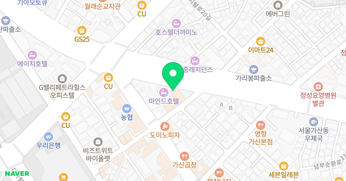 가산 양우 내안애 애플 위치 지도 - 서울특별시 금천구 남부순환로 1266