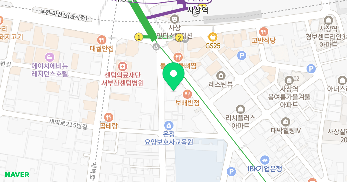 사상역 예서 두레라움 위치 지도 - 부산광역시 사상구 사상로181번길 7