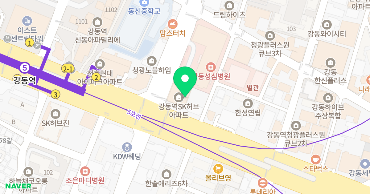 강동역에스케이허브 위치 지도 - 서울특별시 강동구 천호대로 1107