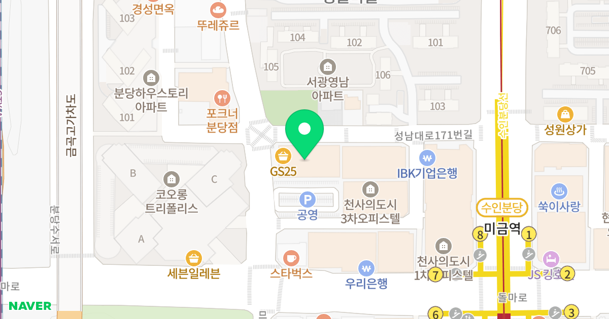 씨티밸리 위치 지도 - 경기도 성남시 분당구 성남대로171번길 17