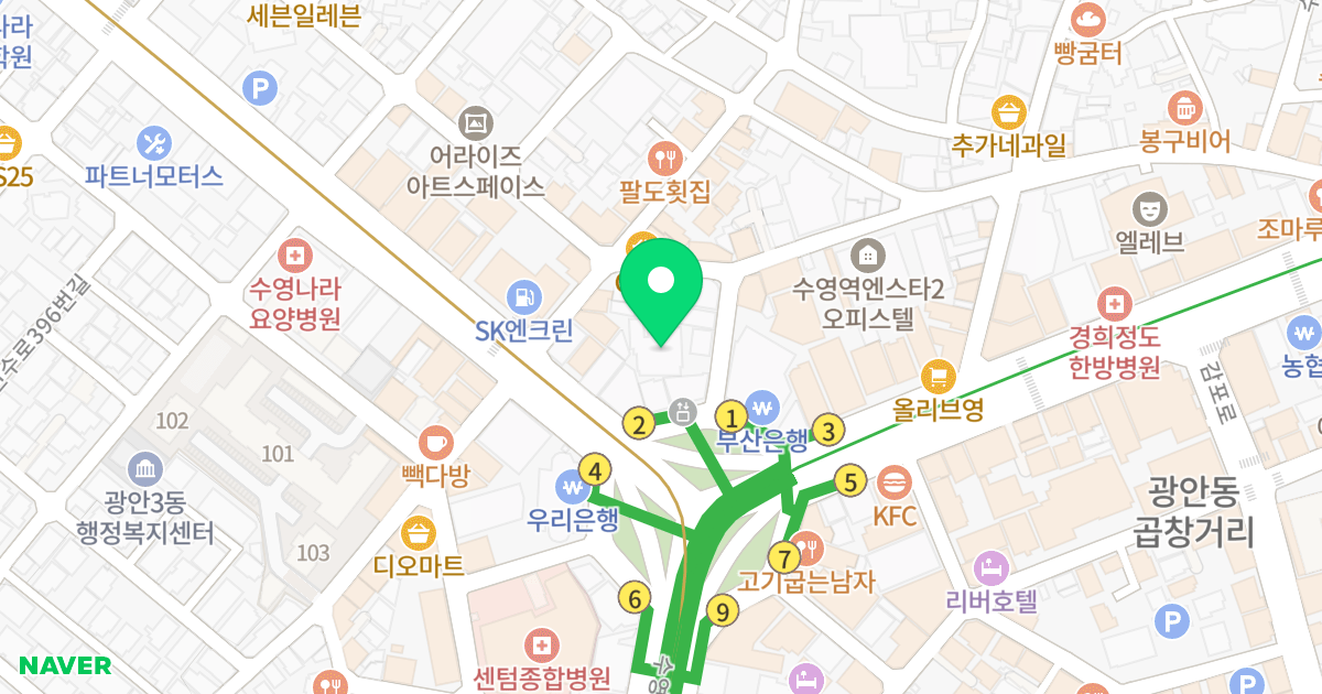 더 그레이스 센텀 위치 지도 - 부산광역시 수영구 수영로 691-3